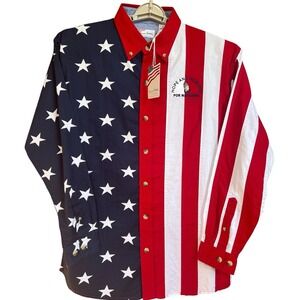 NWT American Summer Flag Shirt Men's Sz M Patriotic USA Hope Healing Warriors